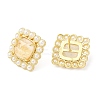 Natural Citrine Square Stud Earrings with Plastic Pearl Beaded EJEW-E599-03G-03-1