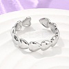 Non-Tarnish 304 Stainless Steel Heart Wrap Open Cuff Ring for Women LS-RJEW-C045-18P-2