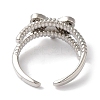 Bowknot Brass Micro Pave Clear Cubic Zirconia Open Cuff Rings for Women LS-RJEW-C098-01P-3