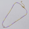 Summer Beach Style Natural Fluorite & Colorful Seed Beads Beaded Necklace for Women KD2923-3-1