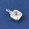 925 Sterling Silver Pave Cubic Zirconia Square Charms with Jump Rings and 925 Stamp STER-D288-05S-06-2