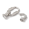 Oval Rectangle Rack Plating Brass Micro Pave Clear Cubic Zirconia Fold Over Clasps KK-A225-11P-2