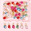 40Pcs 5 Colors Transparent Glass Charms PALLOY-FS00023-6
