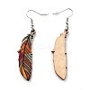 Bohemia Vintage Wood Feather Dangle Earrings LS-EJEW-I261-07P-2