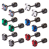 12Pcs 6 Colors Cubic Zirconia Diamond Stud Earrings EJEW-TA0001-09-2