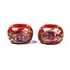 Flower Printed Opaque Acrylic Rondelle Beads SACR-S305-27-H03-2