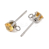 304 Stainless Steel Micro Pave Cubic Zirconia Stud Earring Findings STAS-H240-56P-08-2