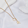1Pc Letter & Heart Stainless Steel Lariat Necklaces for Women NJEW-LP0002-87G-R-3