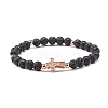 Natural Garnet & Lava Rock Round Beads Stretch Bracelets Set BJEW-JB06982-01-2