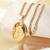 201 Stainless Steel Embossed Virgin Mary Pendant Rope Chain Necklaces NJEW-S387-08G-1