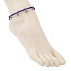 2Pcs 2 Colors 304 Stainless Steel Enamel Blue Evil Eye Tassel Glass Beaded Anklets for Women Men AJEW-AN00754-3