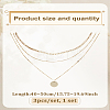 3Pcs Brass Disc Pendant 3 Layer Necklaces for Women NJEW-LP0009-31-2