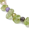 Natural Peridot Chip & Cubic Zirconia Bead Slider Bracelets for Women BJEW-JB13284-3