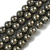 Natural Gold Pyrite/Golden Pyrite Beads Strands G-G459-B01-8mm-2