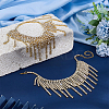 2Pcs Bohemian Brass Full Crystal Rhinestone Tassel Anklets for Women AJEW-PH0007-81G-4