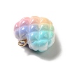 Rainbow Color Opaque Resin Waffle Beads Pendants RESI-F035-01-3