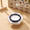 Natural Lapis Lazuli(Dyed) Rectangle Beaded Stretch Bracelet BJEW-JB08982-02-2
