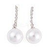 Rack Plating Brass Cubic Zirconia ABS Pearl Earring Hooks EJEW-S219-16P-03-1