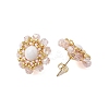 Flower Glass Seed Beaded with Natural Mashan Jade Stud Earrings for Women EJEW-MZ00208-02-1