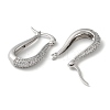 Teardrop Brass Cubic Zirconia Hoop Earrings EJEW-K247-14P-2