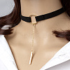 Black Velvet Choker Brass & Iron Rectangle Pendant Necklaces for Women FS-WGDB652-01-2