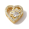 Heart with Paw Print Pattern Rack Plating Brass Micro Pave Cubic Zirconia European Beads KK-G511-05B-G-1