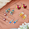 FIBLOOM 5 Pairs 5 Styles Acrylic Wine Glass Dangle Earrings with 304 Stainless Steel Pins EJEW-FI0001-68-5