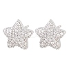 Brass Micro Pave Clear Cubic Zirconia Stud Earrings EJEW-G471-31P-01-4
