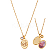 Stainless Steel Moon Print Oval Locket Pendant Necklaces NJEW-NB00015-1