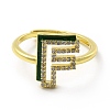 Mixed Color Enamel Initial Letter Adjustable Ring with Clear Cubic Zirconia RJEW-P045-01G-F-2