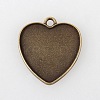 Vintage Tibetan Style Alloy Heart Pendant Cabochon Settings X-TIBEP-M018-145AB-NF-1