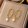 Minimalist Plastic Imitation Pearls Oval Pendant Necklace ON8995-2-1