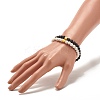 2Pcs 2 Style Natural Lava Rock(Dyed) Round Beaded Stretch Bracelets Set with Column Synthetic Hematite BJEW-JB07578-3