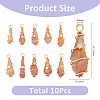 10Pcs Electroplated Raw Rough Natural Quartz Crystal Copper Wire Wrapped Pendants FIND-FH0009-12B-2