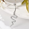 Alloy Rhinestone Snake Curved Barbell Belly Rings AJEW-R007-03P-04-3