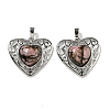 Natural Rhodonite Peach Love Heart Pendants G-G158-01R-1