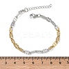 304 Stainless Steel Dapped Chains Bracelets for Women BJEW-D466-08B-GP-3