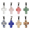 20Pcs Cherry Quartz Glass/Natural Rose Quartz/Green Aventurine/Crazy Agate/ Unakite/Quartz Crystal/Blue Spot Jasper Cross Pendants G-YW0002-28-1