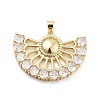Fan Shaped Rack Plating Brass Micro Pave Cubic Zirconia Pendants KK-G512-28A-G-1