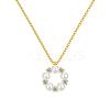 Round Ring 925 Sterling Silver Micro Pave Cubic Zirconia Pendant Necklaces for Women NJEW-F338-07G-2