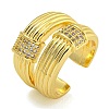 Rack Plating Brass Micro Pave Cubic Zirconia Cuff Rings for Women RJEW-I107-10G-1