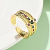 Brass Micro Pave Cubic Zirconia Adjustable Cuff Rings RJEW-V009-01G-1