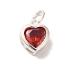 925 Sterling Silver Cubic Zirconia Heart Charms with Jump Rings FIND-U013-10S-03-1