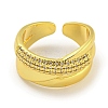 Rack Plating Brass Micro Pave Cubic Zirconia Open Cuff Rings RJEW-I104-19G-2