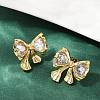 Bowknot 304 Stainless Steel Glass Stud Earrings LS-EJEW-M105-02G-4