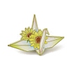 Paper Crane & Sunflower Alloy Enamel Pin Backs for Clothes for Women JEWB-F043-02C-1