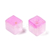 Frosted Glass Beads with Golden Glitter Powder DGLA-NH001-6mm-01H-2