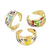 Mask Brass Enamel Cuff Rings RJEW-L113-039G-4