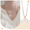 1Pc Zinc Alloy White Enamel Round with Letter Pendant Necklaces NJEW-LP0002-88G-A-1