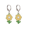 4 Pair 4 Color Alloy Enamel Flower Dangle Leverback Earrings EJEW-JE05236-3